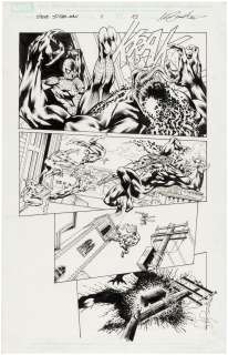 SIEGE: SPIDER-MAN #1 COMIC BOOK PAGE ORIGINAL ART BY MARCO SANTUCCI.