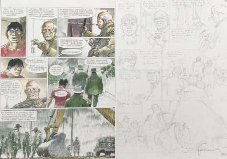 Hermann - Planche originale crayonnés (p.28 ) - Bernard Prince T.18 - Menace sur le Fleuve  (2010) | Catawiki