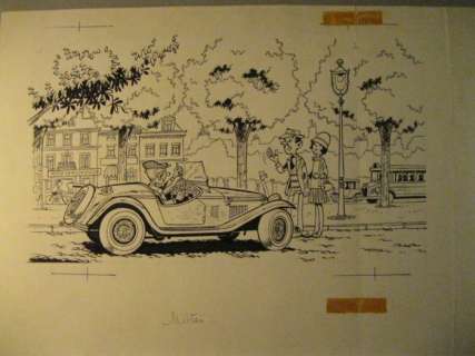Mittéï - Dessin original - Automobile "Morgan" - Publié dans le journal Tintin - (1965) | Catawiki