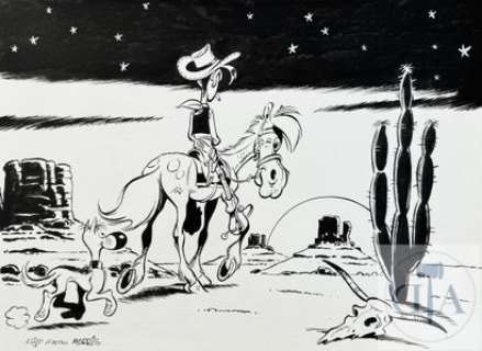 Andre Sipp/Lucky Luke. Dessin original illustrant une case… | Dagoty