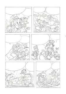 - Uncle Scrooge, Donald Duck & Nephew - Original Page - Antonio Carrillo - Art de crayon 