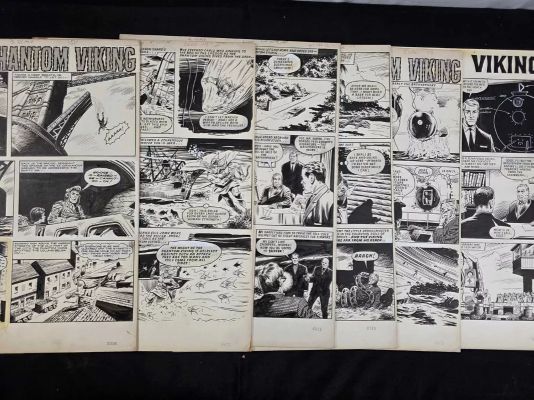 THE PHANTOM VIKING - 6 pages original of black/white comic art from various issues of ’LION’ | Excalibur Auctions