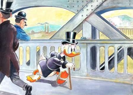 Scrooge McDuck inspired by Gustave Caillebotte - Large Painting - 70x50cm - Tony Fernandez - Art acrylique | Catawiki