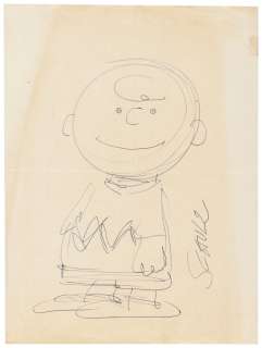 PEANUTS - CHARLIE BROWN ORIGINAL ART SKETCH BY CHARLES M. SCHULZ. | Hake’s