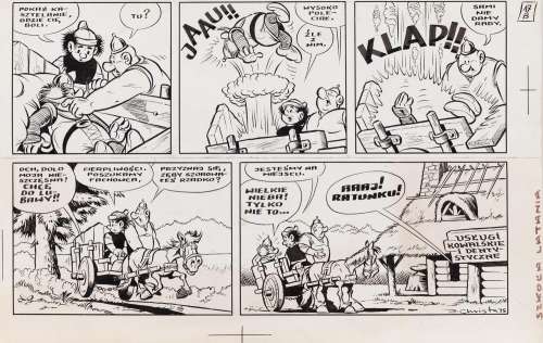 Janusz Christa (1934 - 2008) - Janusz Christa | "Kajko i Kokosz. Szkoła latania", plansze nr 17A i 17B, 1975