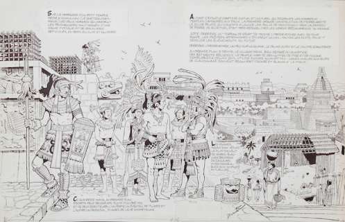 Jéronaton | Les Conquérants du Mexique, illustration Ã  l’enc… | Banque Dessinée