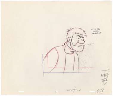 Tintin - Croquis préparatoire au crayon pour film d animation  - Haddock - On a marché sur la lune - Page volante - EO - (1960/1962) | Catawiki