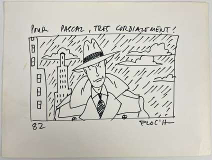 * Floc’h - Dédicace... | * Floc’h - Dédicace : Dessin sur papier libre représentant... | Tessier Sarrou