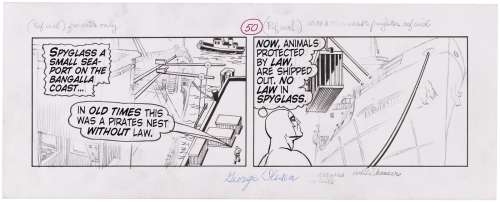 THE PHANTOM ORIGINAL ART DAILY STRIP LOT OF 9 PENCILED BY GEORGE OLESEN. | Hake’s