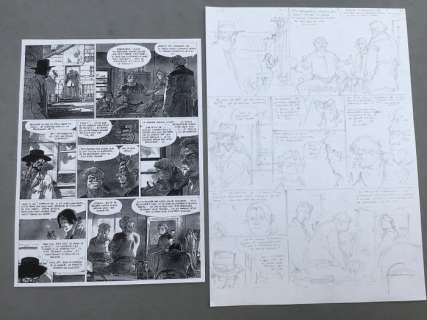 Hermann - Planche originale crayonnés (p.14) - Jeremiah T.24 - Le Dernier Diamant  - (2003) | Catawiki