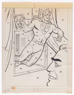 WHITMAN (1966) SUPERMAN COLOR & PAINT BY NUMBER ORIGINAL ART GROUP OF 43 VARIOUS PAGES. | Hake’s