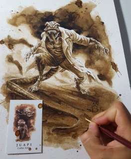 Coffee Painting - LIZARD  - original - (2018) | Catawiki
