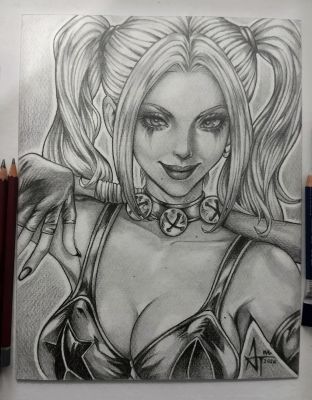 Amaterasumikami | Harley Quinn Pencil Illustration | Raremarq (Buy It Now)
