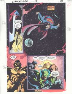 Anibal Rodriguez, Jeff Johnson, John Kalisz | Justice League: a Midsummer’s Nightmare #3 P.19 Color Guide Art - Superman, Batman, Aquaman, And Martian Manhunter Vs. Know Man - 1996 | Anthony’s Comic Book Art