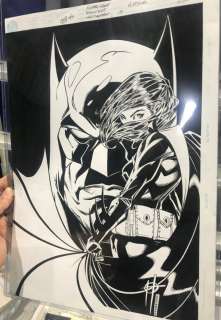 Damion Scott, Robert Campanella - Batgirl #14 cover - cassandra cain and batman - 2001 signed