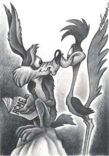 Wile E. Coyote & Road Runner Clash - Original Drawing - Joan Vizcarra - Art de crayon | Catawiki