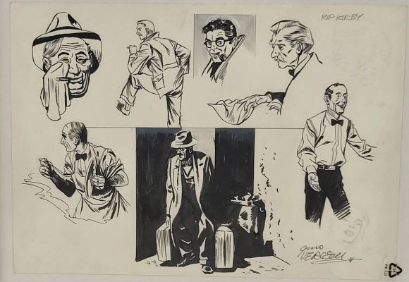 Gino Vercelli (1961), Rip Kirby, Dessins de Personnages de La Série, Encre de Chine Sur Papier, Signé En Bas À Droite, Dim. 24 X 34 Cm. | Lot 319 : | misc / divers