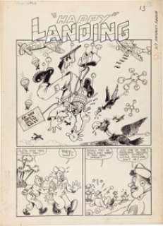 Joe Beck And Otto Eppers | Punch Comics #14 Complete 5-Page Story "’Happy’ Landing" Original Art (Chesler Publ., 1945). | Heritage