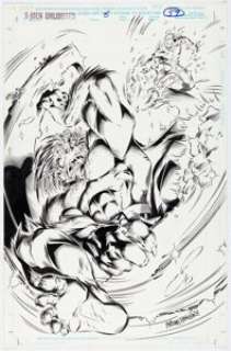 Jeff Matsuda and Dan Panosian - X-Men Unlimited #8 Pin-Up Beast and Iceman Original Art (Marvel, 1995).