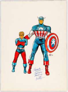 Joe Simon -Captain America and Bucky Illustration Original Art (undated).... | Heritage