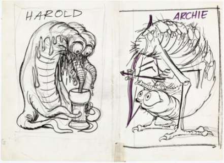 Wally Wood - "Harold" and "Archie" Monster Sketches Original Art (c. 1960-70s).... | Heritage