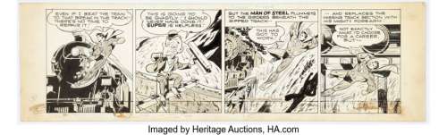 Boring, Wayne | Wayne Boring (as Joe Shuster) Superman Daily Comic Strip #1636 Original Art (DC Comics/McClure Newspaper Syndicate... | Heritage