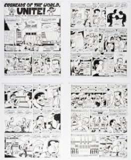 Bagge, Peter | Peter Bagge Reason Magazine July 2014 Issue Complete 4-Page Story "Eggheads of the World, Unite!" Original Art (Re... (Total: 4 Original Art) | Heritage