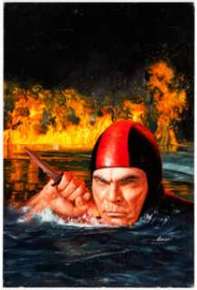 Lesser, Ron | Ron Lesser SOBs #8 Eye of the Fire Paperback Novel Cover Original Art (Gold Eagle, 1985).... | Heritage