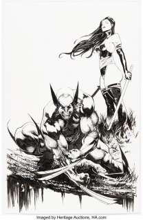 Unidentified Alternative Art Comic Artist - Geoff Shaw - Wolverine and Psylocke Specialty Illustration Original Art (undated)....