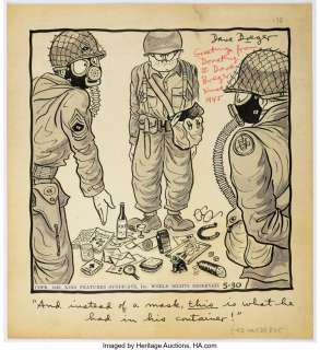 Breger, Dave - Dave Breger G.I. Joe (a.k.a. Private Breger) Daily Comics Panel Inscribed Original Art dated 5-30-45 (...