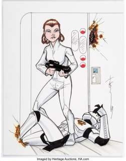 Hodges, Tom - Tom Hodges - Princess Leia Organa Illustration Original Art (undated)....