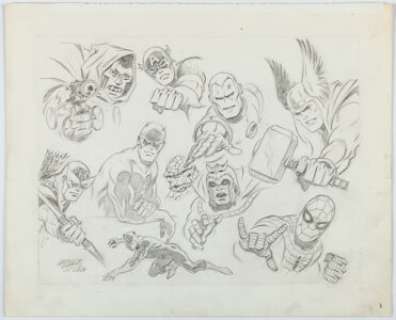 Tuska, George | George Tuska - Marvel heroes and Villains Sketch Original Art (1999). ... | Heritage