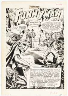 Joe Shuster and John Sikela Funnyman #2 Splash Page 1 Original Art (Magazine Enterprises, 1948). | Heritage