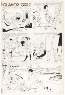 Don Flowers Glamor Girls Sunday Comic Strip Original Art dated 6-28-59 (King Features Syndicate, 1959).