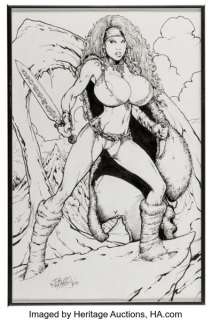 Devon Massey - Battle Maiden Pin-Up Illustration Original Art (2005).