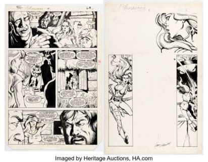 Mary Wilshire and Geof Isherwood Red Sonja #8 Story Page 6 and 21 Original Art (Marvel, 1985). (Total: 2 Original Art)