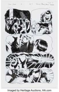 Brian Shearer [Kelley Jones printed blue lines] The Grim Ghost #1 Story Page 9 Inking Sample Original Art (2011).