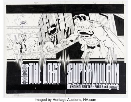 Duncan Rouleau and Marlo Alquiza Action Comics #796 Manchester Black Double Page Spread 2-3 Original Art (DC, 2002).