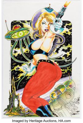 F. Newton "Butch" Burcham - Rana Raygun Pin-Up Illustration Original Art (2004).