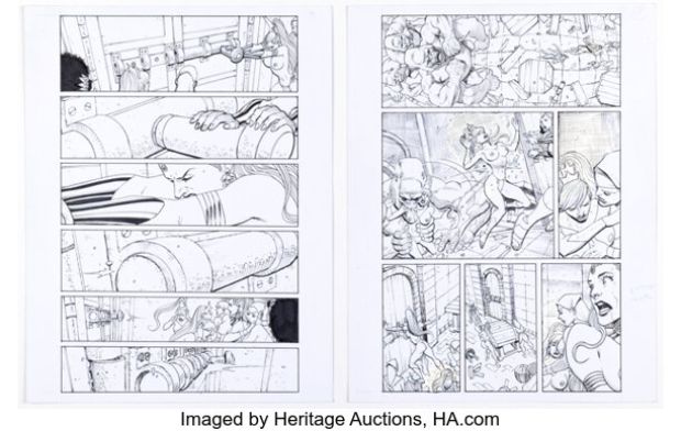 Lui Antonio Dejah Thoris and the White Apes of Mars #2 Story Pages 5 and 7 Original Art (Dynamite Entertainment, 2012). (Total: 2 Original Art)