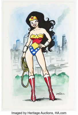 Larry Welz - Cherry as Wonder Woman Illustration Original Art (undated). | Heritage