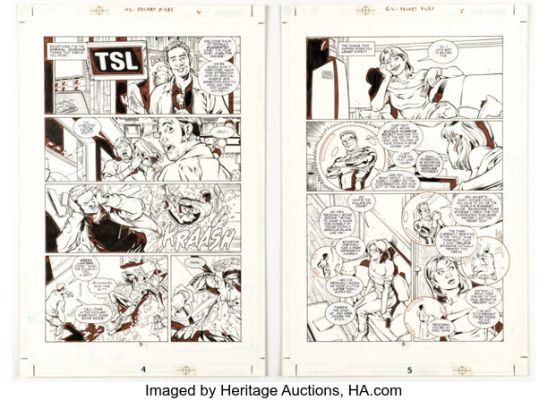 Jamal Igle and Dan Davis Green Lantern Secret Files #3 Story Pages 5-6 Original Art (DC, 2002). (Total: 2 Original Art)