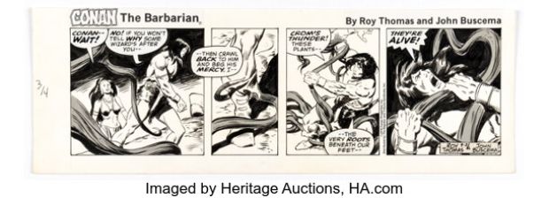 John Buscema Conan the Barbarian Daily Comic Strip Original Art dated 9-21-78 (Register and Tribune Syndicate, 1978) | Heritage