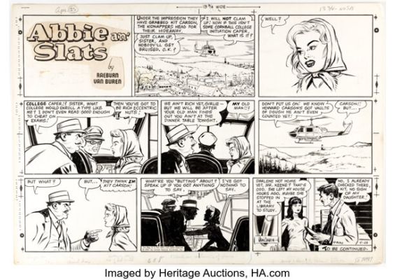 Raeburn Van Buren Abbie an’ Slats Sunday Comic Strip Original Art dated 4-23-67 (United Feature Syndicate, 1967). | Heritage