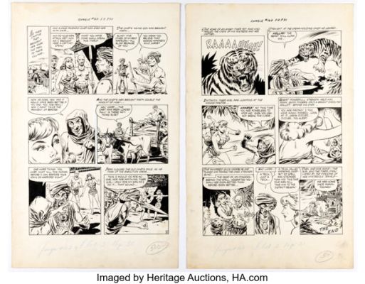 Maurice Whitman Jungle Comics #162 Tiger Girl Story Pages 5-6 Original Art (Fiction House, 1954). (Total: 2 Original Art)