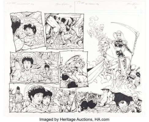 Steven Hughes Lady Death #9 "The Covenant" Double Page Spread 2-3 Original Art (Chaos!, 1998). (Total: 2 Original Art) | Heritage