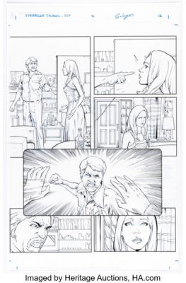 Keith Champagne [Edgar Salazar printed blue lines] Stranger Things: Six #2 Story Page 12 Original Art (Dark Horse, 2019).