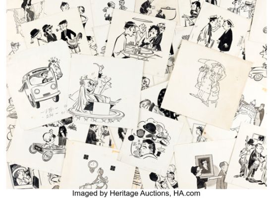 Harry Devlin American Weekly "The Wit Parade" Single Panel Gag Cartoon/Spot Illustrations Original Art Group of 50 (Hearse Corp., c. 1950s). (Total: 50 Items)