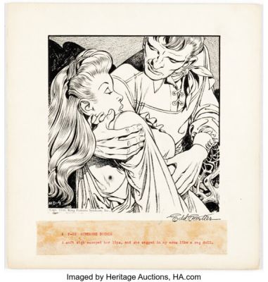 Edd Cartier The Case Of The Murdered Double Comic Strip Original Art dated 2-21-49 (King Features Syndicate, 1949).