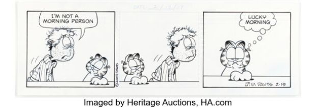 Jim Davis Garfield Daily Comic Strip Original Art dated 2-19-07 (PAWS, 2007). | Heritage